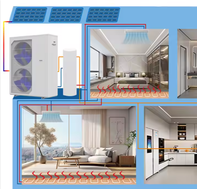 Air to Water Heat Pump for House Central Heating and Cooling / Floor Heating and Domestic Hot Water R32 Heater